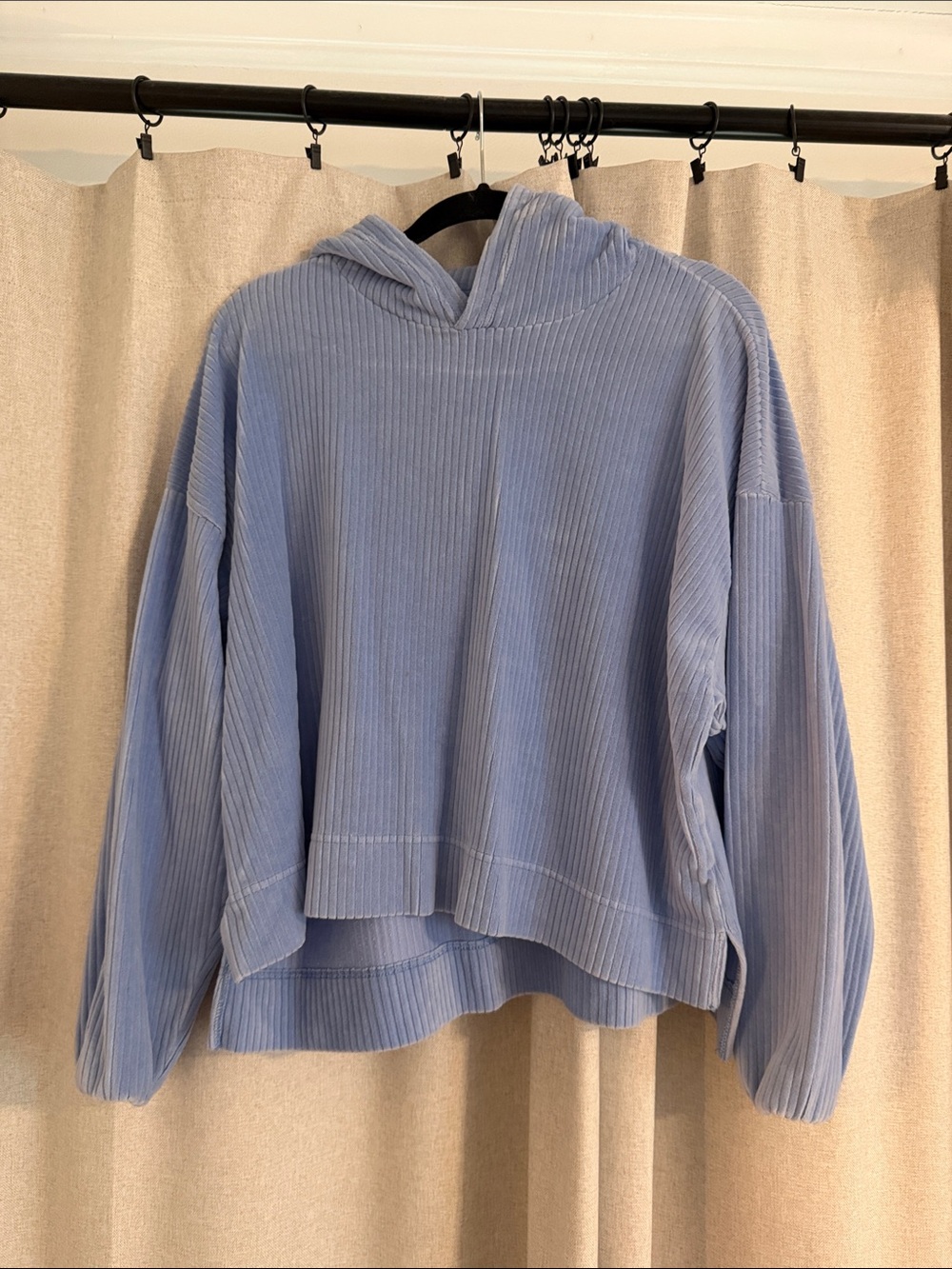 aerie Light Blue Corded Hoodie Sweatshirt
